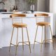 Counter Stool Set of 2,Luxury Velvet Tufted High Bar Stool with Metal Legs and Soft Back,Pub Stool Chairs Modern Armless Dining Chair Counter Height Barstools for Home Dining Room Pub Cafe,Camel