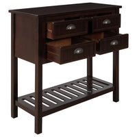 Console Table Buffet Sideboard with Bottom Shelf and 4 Drawers, Wood Sofa Table Accent Storage Cabinet Entryway Storage Cabinet Buffet Table for Living Room Bedroom Hallway Kitchen, Espresso