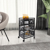 3-Tier Shelving Wheeled Organizer,Mesh Storage Drawer Cart with Lock on Wheels,Printer Stand Filing Cabinet with Pull Out Drawers for A4 Sized Document for Office/Kitchen/Bedroom/Laundry