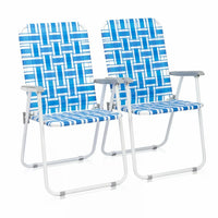 2pcs Beach Chairs Set,Patio Folding Chairs,Bearing 120kg,Outdoor Webbing Chair with Steel Frame,Lightweight & Portable Camping Chairs Patio Chairs for Fishing,Yard,Garden,Poolside