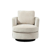 31.9"W Chenille Swivel Accent Barrel Chair, Modern Round Oversized Barrel Chairs, Sofa Lounge Accent Chair, 360 Degree Club Chair, Leisure Arm Chair for Bedroom, Living Room, Hotel, Office, Beige