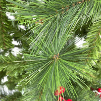 7.5FT Upside Down Christmas Tree Pre-lit Artificial Christmas Trees with Artificial Berries, Santa's Legs and 1500 Branch Tips Xmas Trees for Holiday Carnival Party Home Decorations, Green
