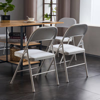 6pcs Folding Chairs with Padded Seats, Fold up Event Chair, Portable Stackable Commercial Chairs with Iron Frame, 330lbs Weight Capacity, for Convention & Exhibition, White