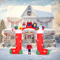 9ft Christmas Inflatables Sock Arch with 24W 11 LED Lights ,Blow up Outdoor Decorations Merry Christmas Archway for Lawn Garden Yard Xmas Holiday Party