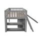 Twin Size Low Loft Bed with Storage Drawers and Shelves, Wood Loft Bed Frame with Guardrail , Gray