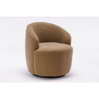 Swivel Accent Chair, Modern 360°Swivel Barrel Chair Leisure Chair, Accent Round Barrel Chair Reading Chair, Round Bucket Arm Chair with Comfy Tufted Back for Living Room Bedroom, Chocolate