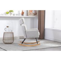 Rocking Accent Chair,Upholstered Glider Rocker Chair with Fabric Padded Seat and Solid Wood Base,High-Backrest Armchair Side Chair,Comfortable Nursery Chair for Living Room Bedroom Office,Oyster Grey