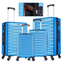 Luggage Sets 4 Piece Hardside Expandable Luggage Set Clearance Suitcase Sets with Wheels Lock 18"/20''/24''/28''(Blue)