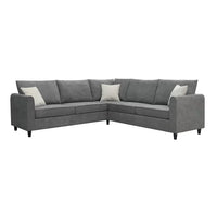 Large L Shape Sofa, Sectional Sofa Couch with 3 Pillows, Modern Upholstered Living Room L-Shape Couch for Office and Home,Weight Capacity 300 LBS/Seat, 91"Lx91"Wx33.5"H, Easy to Assemble, Grey