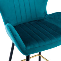 JINS & VICO 2PC Accent Bar Stools,Upholstered Barstools Counter Height Dining Chairs with Back and Armrest,Fabric Wingback Dining Chairs for Kitchen Counter Island,Teal