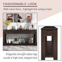 Narrow Console Table for Entryway, 64" Wood Sofa Table with 4 Storage Drawers and Open Bottom Shelves Multifunctional Buffet Sideboard Long Console Table Accent Table for Living Room, Espresso