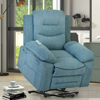 Massage Recliner, Electric Power Lift Chair for Elderly with Adjustable Massage and Heating Function, Recliner Chair with Infinite Position and 2 Large Side Pocket for Living Room, Light Blue