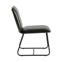 Dining Chair Set of 2, Mid Century Dining Bucket Chair with Backrest and Metal Legs,Industrial Design Faux Leather Counter Stool, Armless Side Chair for Dining Room and Kitchen, Green