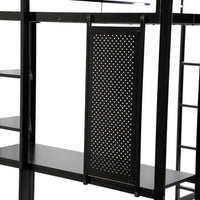 Twin Loft Bed with Desk and Shelves for Teens Adult, Loft Bed Frame with 2 Built-in Ladders, 12.2" H Safety Guardrail,Noise Free, No Box Spring Needed, 79.53”L x 42.13”W x 72.01”H