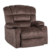 Oversized Recliner Chair for Adults, Large Single Sofa Recliners with Heat and Massage for Elderly Velvet Modern Reclining Sofa Chair with Cup Holders, Remote Control, 90°-150° Adjustable, Brown