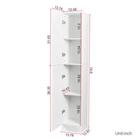 74.8'' Tall Kitchen Pantry Cabinet, Floor Freestanding Storage Cabinet with Inadjustable Shelves and Two Doors, Narrow Tall Cupboard for Dining Room, Living Room, Bedroom, Entryway, White