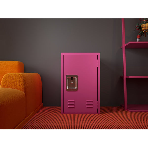 Compact Steel Storage Cabinet with Locking Doors,Small Lockable Steel Storage Cabinets for Home Office Garage Kitchen Pantry,Detachable, Ample Storage Space, Easy Assembly,Pink