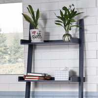 5 - Tier Ladder Shelf,Wood Open Storage Shelves,Freestanding Ladder Bookshelf for Home Office,Living Room,Bedroom,Navy Blue
