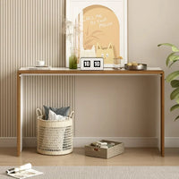 Modern Console Table for Entryway, Minimalist Style Sofa Table with Color-blocked for Living Room, Hallway, Office (Brown+White)
