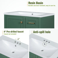 Bathroom Vanity with 30" Resin Sink Combo Set, Bathroom Storage Cabinet with 3 Drawers, A Soft-Close Door, Solid Wood Frame, Green