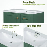 Bathroom Vanity with 30" Resin Sink Combo Set, Bathroom Storage Cabinet with 3 Drawers, A Soft-Close Door, Solid Wood Frame, Green