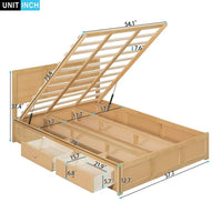 Full Size Wood Platform Bed,Lift Up Storage Bed Frame with Underneath Storage and 2 Drawers,No Spring Box Needed,Wood Color