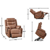 Power Lift Recliner Chair for Elderly with Cup Holders and USB Charge Ports, 3 Positions Electric Reclining Chair with 2 Side Pockets, Modern Livingroom Chair for Home and Office, Brown