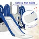 5 in 1 Toddler Swing and Slide Set with Climber, Kids Playground Climber Slide Playset with Safety Belt, Armrest, Basketball Hoop, High Adjustable Baby Swing Set for Indoor Outdoor Backyard, Blue