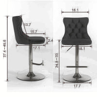 Swivel Bar Stools Set of 2 with Adjustable Seat Height, Contemporary Velvet Counter Stool with Metal Legs and Chrome Nailhead Trim Backrest, Dining Chair for Home and Pub, Green & Gold