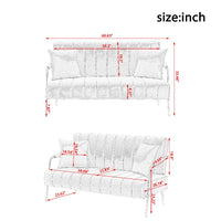 Loveseat Sofa with two Throw Pillows,Upholstered Sofa Couch with Metal Legs,Velvet 2-Seater Sofa Couch for Living Room, Bedroom, Apartment,Beige