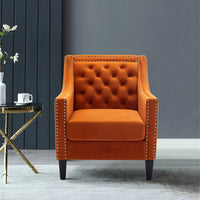 ARCTICSCORPION Accent Armchair Living Room Chair with Nailhead Trim Upholstered and Plush Cushion, Modern Accent Arm Club Chair, Tub Barrel Chair for Living Room, Bedroom, with Solid Wood Legs, Orange