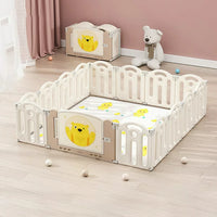 Baby Playpen, Baby Play Yard with Mat, Foldable Baby Fence for Indoor and Outdoor Kids Toddlers Activity, Baby Safety Playpen Centre with Fence, 14 Panel and 1 Play Mat, 62.9 ” x 62.9”, Gray