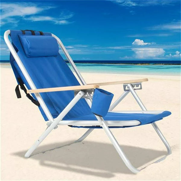 Beach Chair with Adjustable Headrest Portable High Strength,Blue