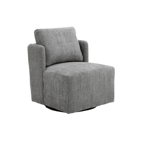 Boucle Swivel Accent Chair, 360° Swivel Square Barrel Chair with Metal Base, Comfy Armless Couch Chair for Living Room, Bedroom, Lounge, Weight Capacity 300Lbs, Grey