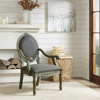 Brentwood Accent Chairs-Birch Hardwood, INCLAKE Hand Carved Scroll Design Living Armchair Modern Classic Style Family Room Sofa Furniture Bedroom Lounge, Medium, Dark Gray
