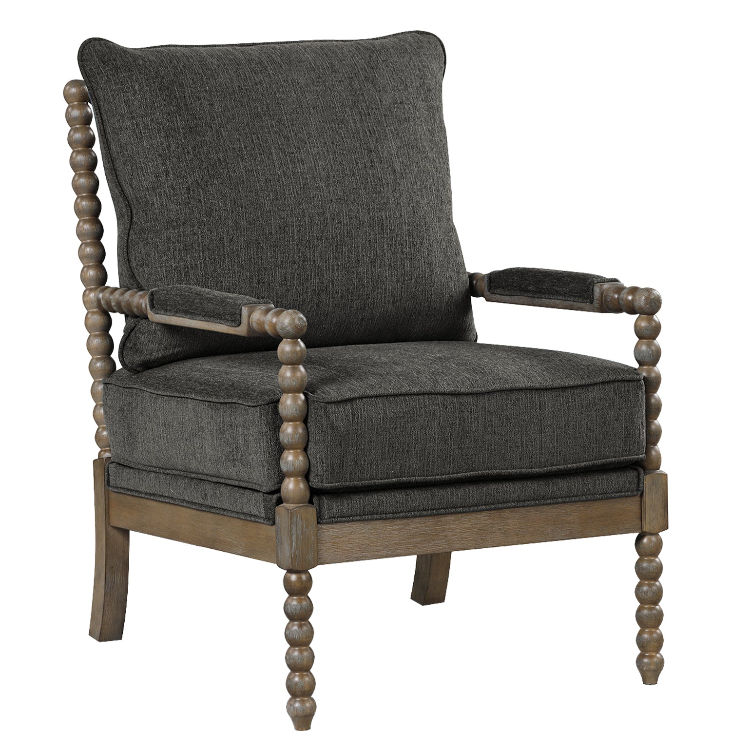 Triple Tree Stylish RUBBER WOOD FABRIC Armchair with Cushion, Black