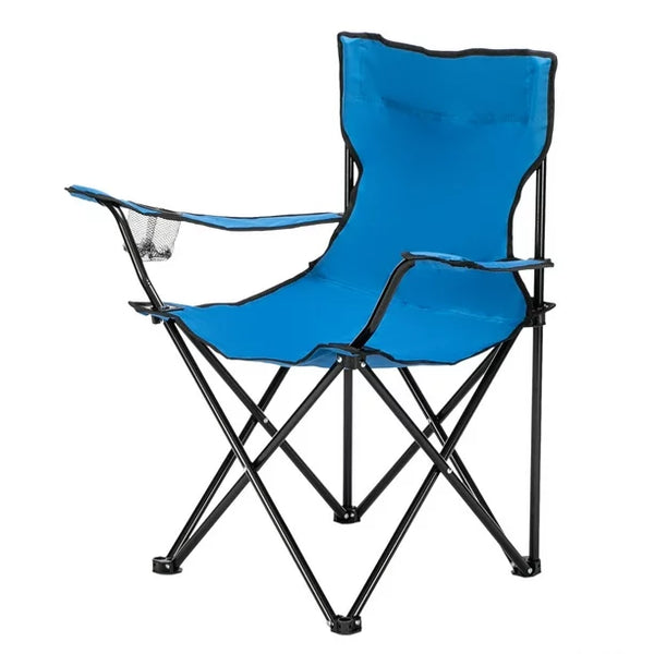 Camping Chair with Cup Holder & Carry Bag, Water-Resistant Quad Chair Supports up to 230lbs, Camping & Outdoor Use, Folding Chair & Lawn Chair, 32 *19*31in, Blue
