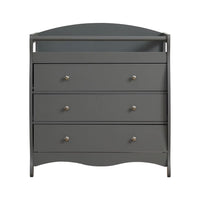 Changing Table with 3-Drawer, Wooden Nursing Table with Safety Rail and Strap, Baby Diaper Changing Dresser for Bedroom, Easy Assembly, Grey