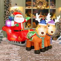 Christmas Inflatables Decoration Outdoor, 7ft Santa Claus and Reindeer Christmas Blow Up Yard Decorations Build-in 8pcs LED Lights, 24W Strong Blower Christmas inflatables Decor for Indoor Party