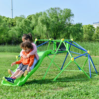 Climbing Dome, Kids Climbing Dome with Slide Set Jungle Gym for 1+ Years Old, 6ft Geometric Playground Dome Climber Play Equipment with 4.6ft Wave Slide, Rust & UV Resistant Steel Supporting 800 LBS