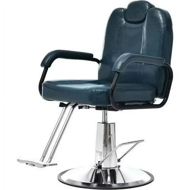 Deluxe Reclining Barber Chair with Heavy-Duty Pump, Modern Barber Chairs, Leisure Club Chair, Lift Chair, Suitable for Beauty Hair Salon Tatoo Spa Equipment, dark blue