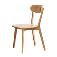 Dining Chair, FAS Grade Natural Oak Solid Wood Living Room Chair with Curved Backrest, Simple Design & 100% Dirt-free Dining Chair, Easy to Clean, 1 Count, Oak
