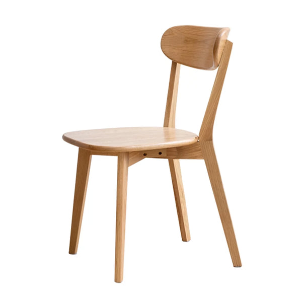 Dining Chair, FAS Grade Natural Oak Solid Wood Living Room Chair with Curved Backrest, Simple Design & 100% Dirt-free Dining Chair, Easy to Clean, 1 Count, Oak