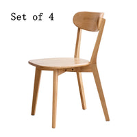 Dining Chair, FAS Grade Natural Oak Solid Wood Living Room Chair with Curved Backrest, Simple Design & 100% Dirt-free Dining Chair, Easy to Clean, 4 Count, Oak