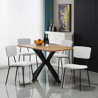 Dining Chairs Set of 4,Modern Dining Room Chairs with Faux Plush Upholstered Back and Chrome Legs,Dining Chair for Kitchen,Bedroom,Dining Room,White