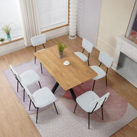 Dining Room Chairs Set of 6, Modern Comfortable Feature Chairs with Faux Plush Upholstered Back and Chrome Legs, Kitchen Side Chairs for Indoor Use: Home, Apartment (6 White Chairs)