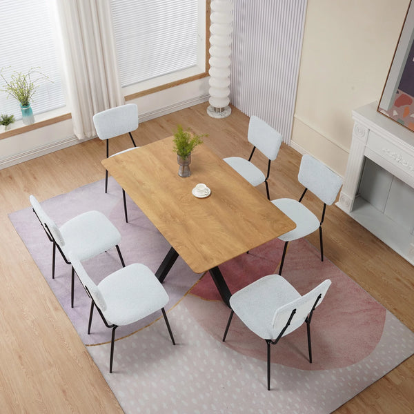 Dining Room Chairs Set of 6, Modern Comfortable Feature Chairs with Faux Plush Upholstered Back and Chrome Legs, Kitchen Side Chairs for Indoor Use: Home, Apartment (6 White Chairs)
