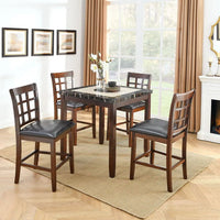 Dining Table Set for 5, Modern Kitchen Table and Chairs Set, Faux Marble Tabletop and 4 PU Leather Upholstered Chairs Dining Set for Living Room, Kitchen, Dining, Compact Space - (Table + 4 PU Chairs)