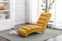 Electric Massage Chaise Lounge, Linen Indoor Lounger with Remote Control and Side Pocket, Ergonomic Indoor Royal Chair for Office, Living Room, Bedrooom, Mustard