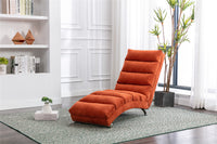 Electric Massage Chaise Lounge, Linen Indoor Lounger with Remote Control and Side Pocket, Ergonomic Indoor Royal Chair for Office, Living Room, Bedrooom, Orange
